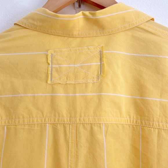 SOLD Free People Happy Hour Stripe Button Down Shirt Yellow Coverup NWOT - Picture 12 of 16